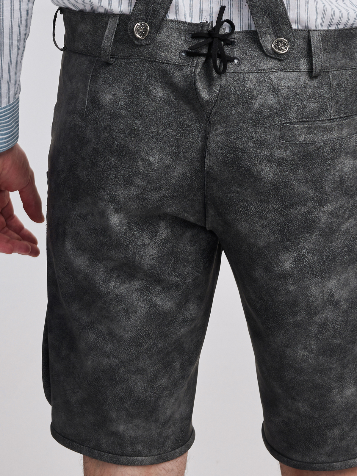 Dirndlbluse in Grau mit Spitzenbesatz