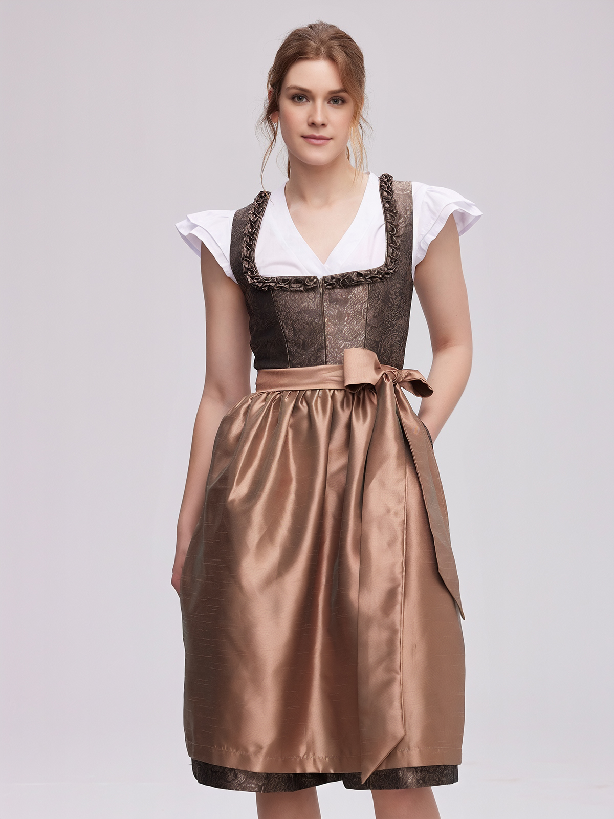 Moderne Bluse Dirndl in Braun