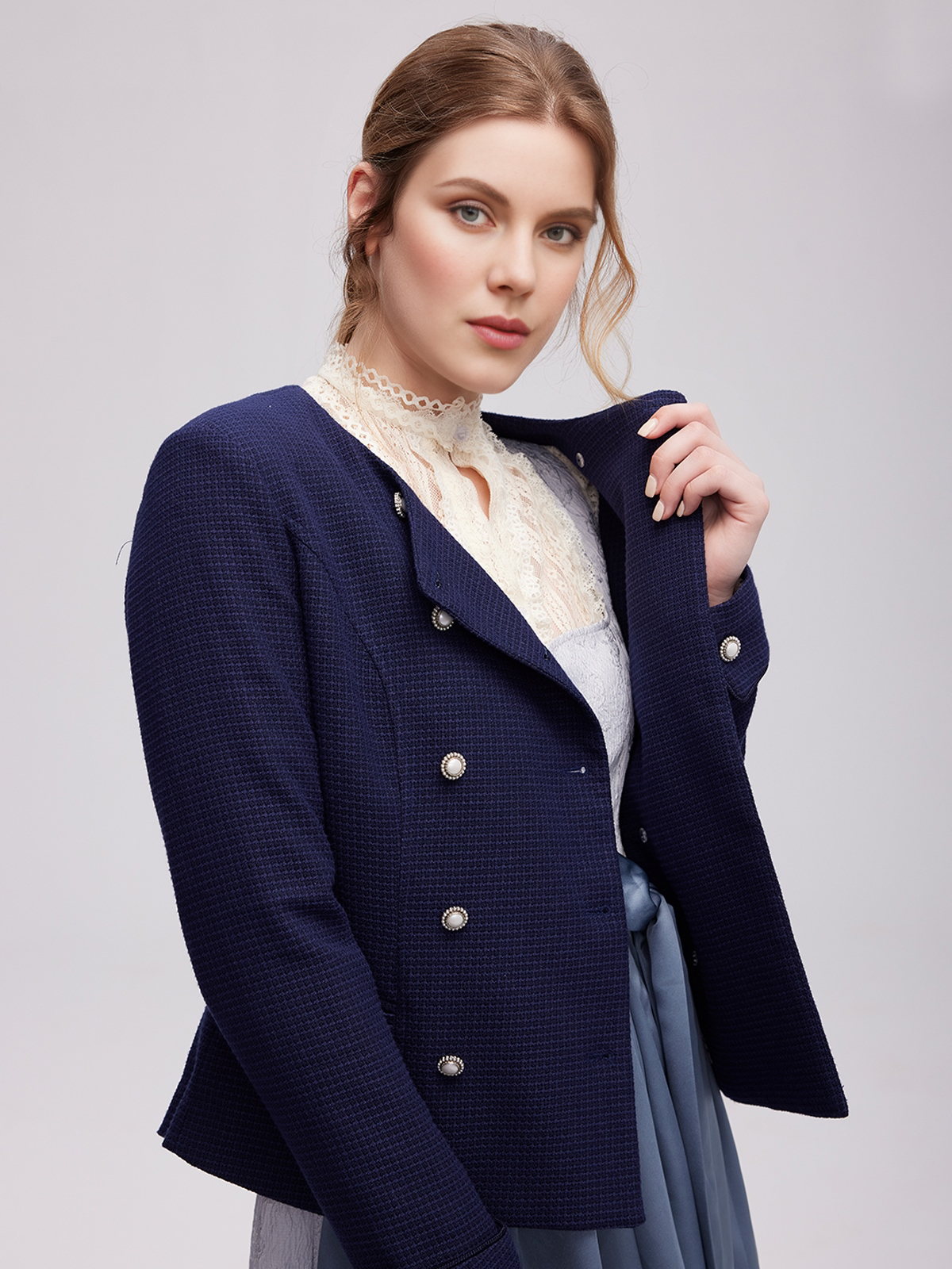 Trachten Rock mit Bluse in Blau