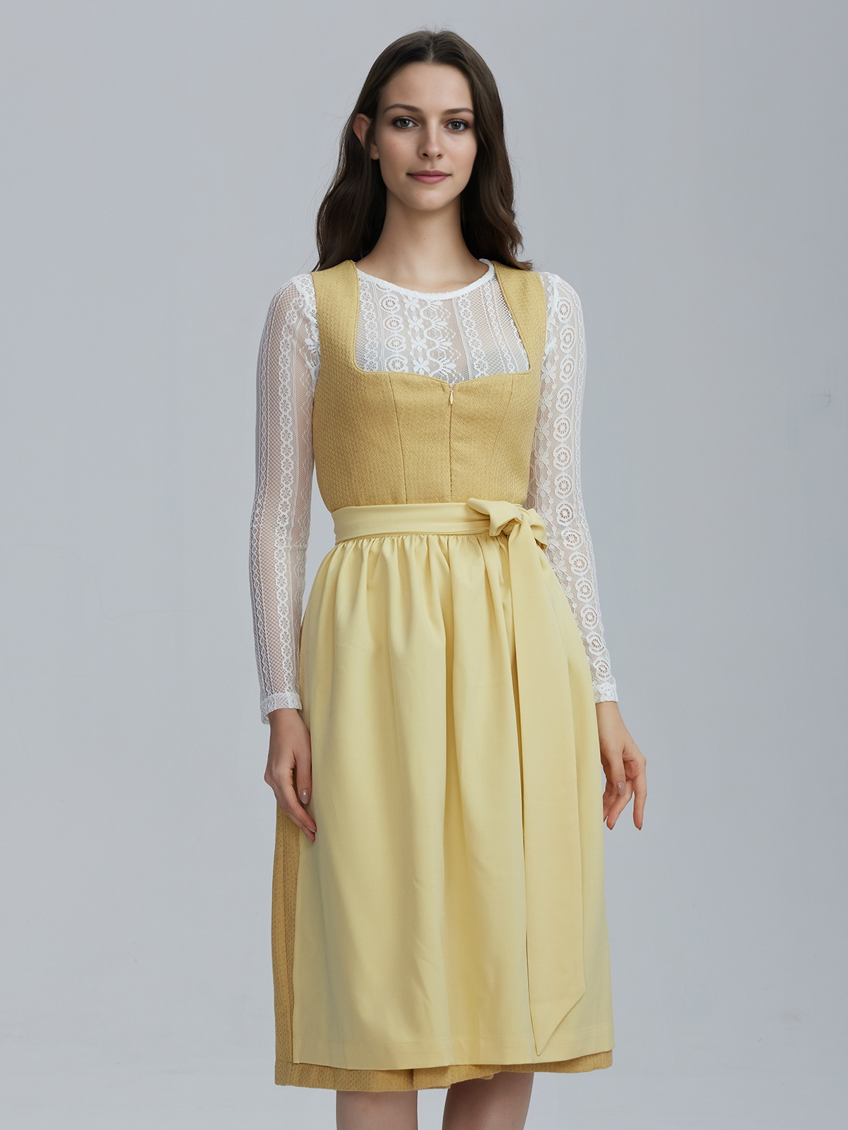 Elegantes gelbes Dirndl mit Blumenmuster