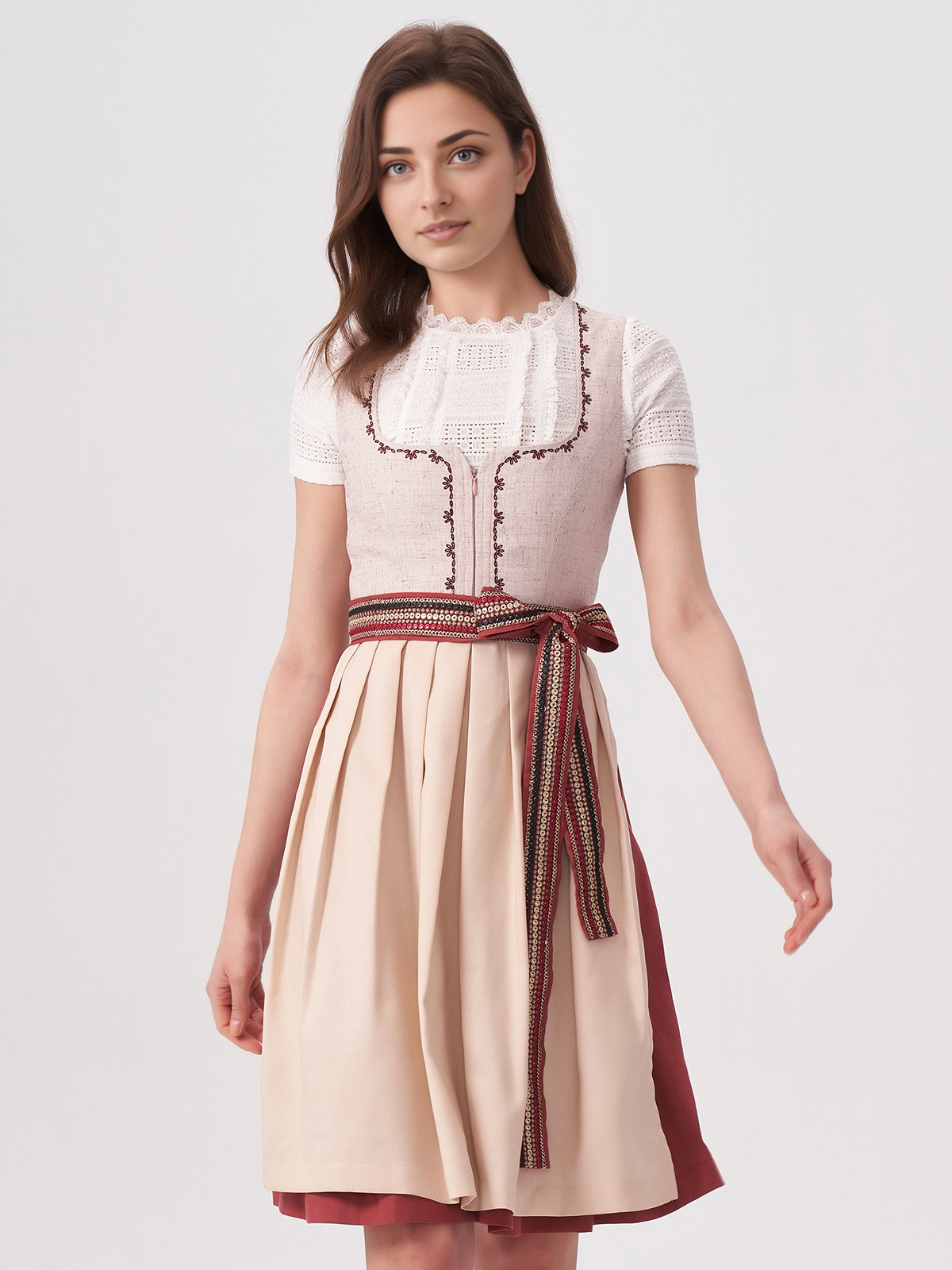 Modernes Dirndl in Rosa mit schlanker Silhouette